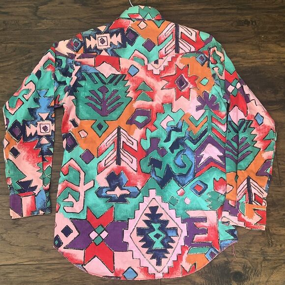VTG Wrangler Cowboy Cut Rodeo Shirt Made USA Multicolor Size M-L Fresh Price - Picture 10 of 13